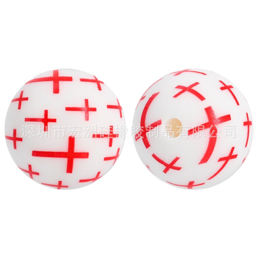 100pcs/pack Cross food grade silicone round beads DIY loose beads